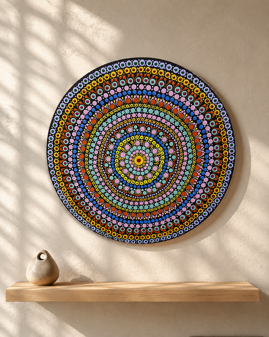 Handcrafted Dot Mandala Wall Art – Vibrant Concentric Circle Design